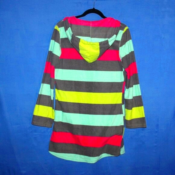 Joe Boxer Striped Beach Cover-Up Hoodie Multicolor Medium - Picture 4 of 5